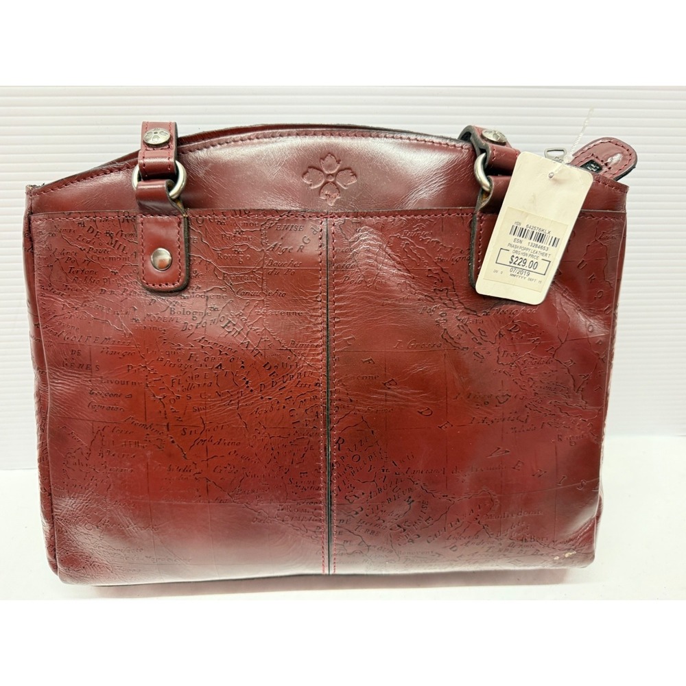 PATRICIA NASH SIGNATURE MAP PRINT LEATHER POPPY TOTE BAG SHOULDER BAG NWT